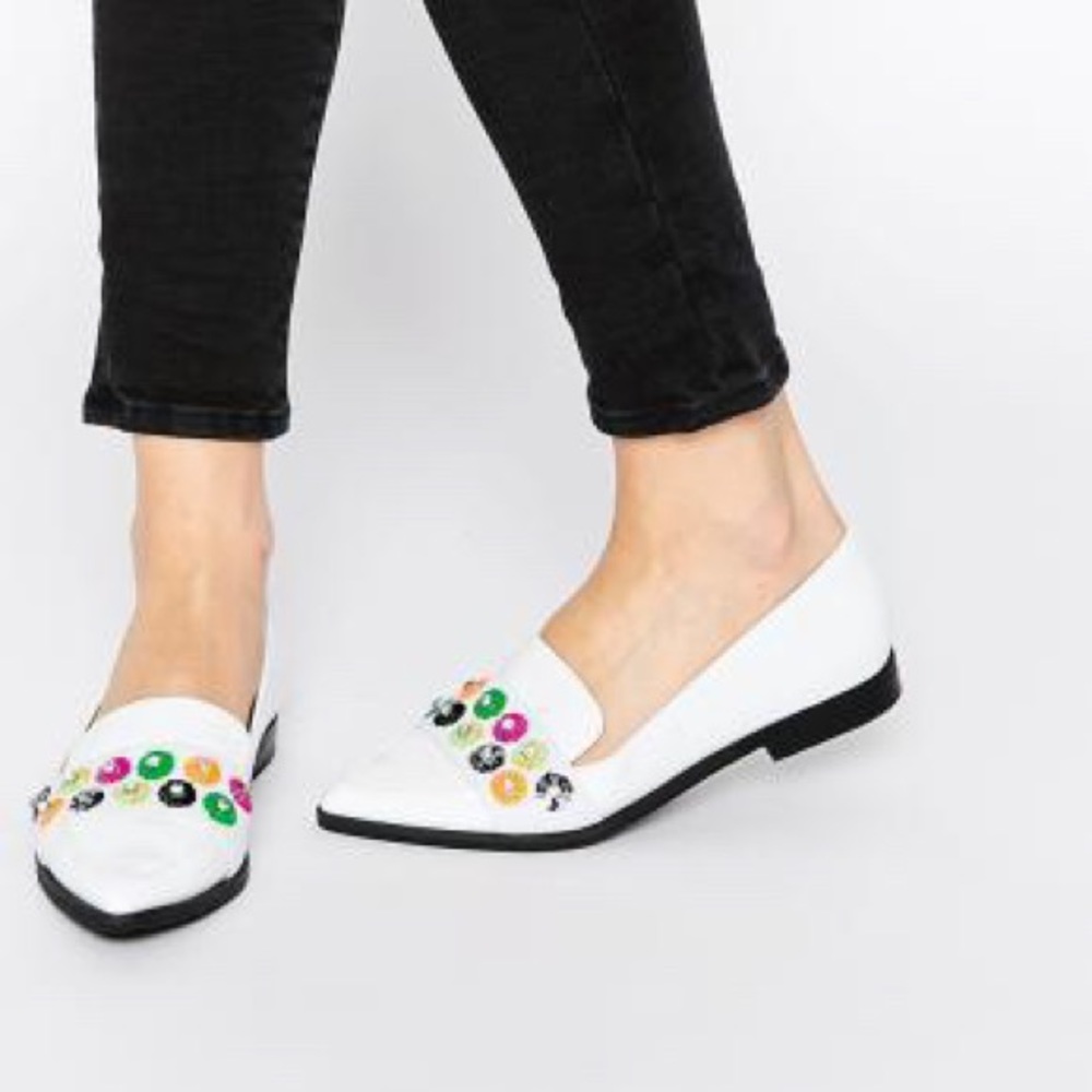 ASOS | White Loafer With Rhinestones and Sequins